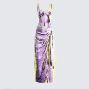 Finesse Purple Asymmetrical Bustier Maxi Dress